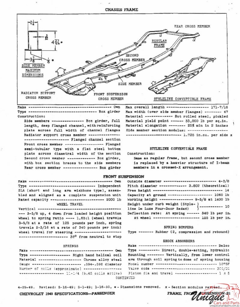 1949 Chevrolet Specifications Page 17